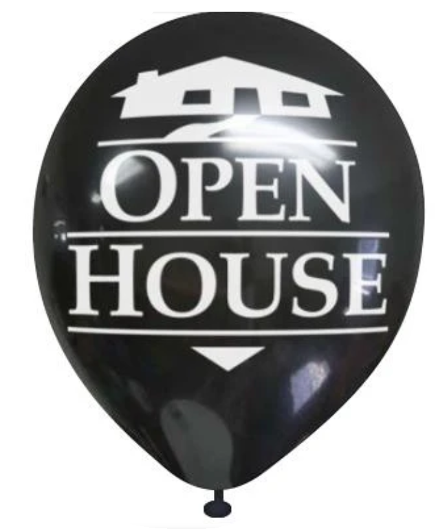 Black Open House Balloons