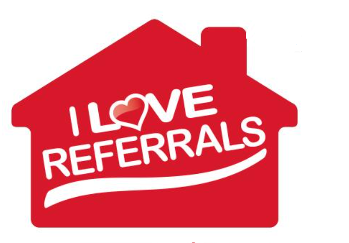 House Shaped I love Referrals Sticker/500