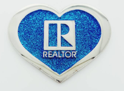 Realtor Heart Blue Glitter Pin