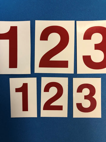 Large & Small Red Individual Number Decals
